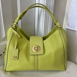 RADLEY LONDON Lime Green Pebbled Leather Shoulder Bag EUC